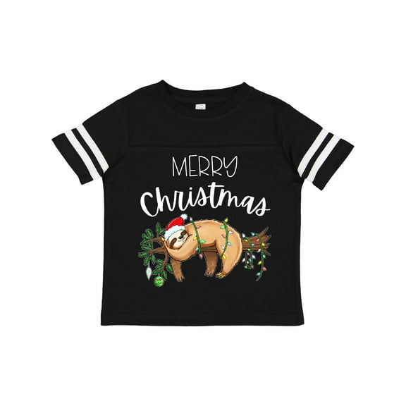 Inktastic Merry Christmas Cute Sloth with Santa Hat and Lights Boys or Girls Toddler T-Shirt