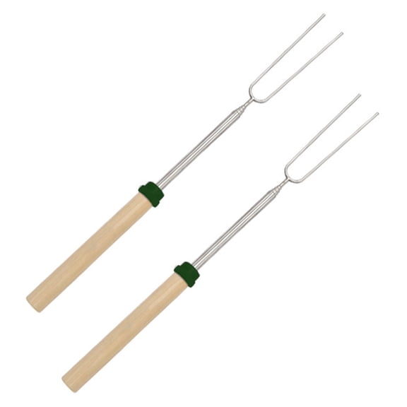 IUAMXWU 2 Pack Roasting Sticks Set Extendable 32in Long Metal Barbecue Skewers With Wooden Handle For Hot Dogs Camping BBQ Grill Clearance