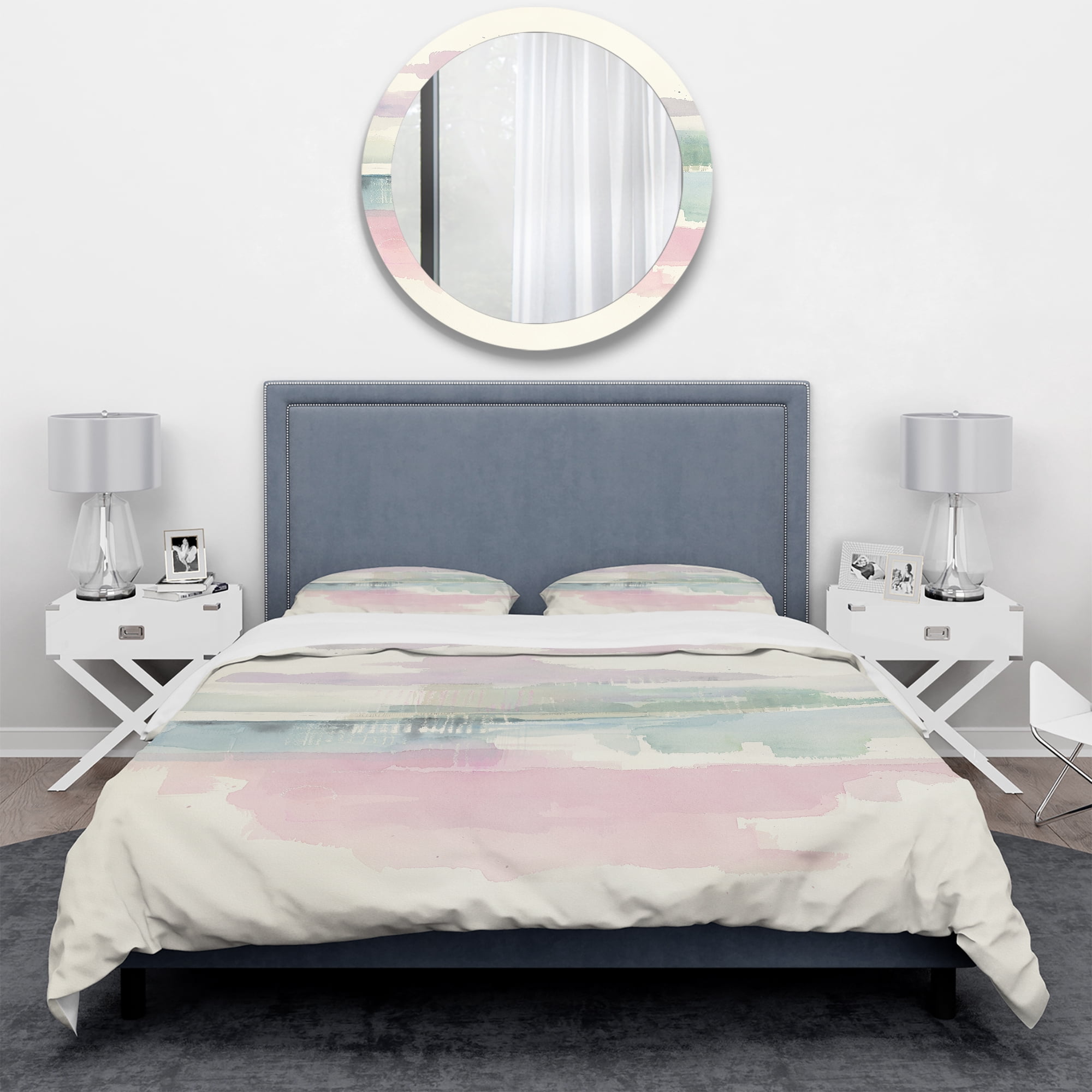 Designart 'Pink Lifting Fog' Geometric Duvet Cover Set