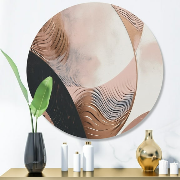 Designart "Boho Half Circles in Rose Gold II" Abstract Metal Round Wall Decor