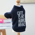 thumbnail image 5 of Cute Is My Middle Name Dog Sweater – Warm Knitted Pet Pullover, Soft Cozy Winter Apparel for Small to Medium Dogs, Navy Blue, 5 of 6