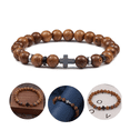 thumbnail image 1 of Xtellar Pulsera De Piedra Natural Con Cruz Acero Brazalete Ajustable Café 17.5 Cm 17.5 Cm, 1 of 1