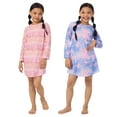thumbnail image 2 of Saint Eve Kids Girls 2 Pack Nightgowns, Long Sleeve 2pc Soft Jersey Sleep Shirt - Pink Leopard Celestial, 2 of 3