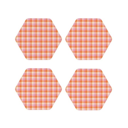 

Leather Coasters with Heat-resistant for Drinks Square Orange Purple Plaid -标题2 Hexagon