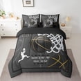 thumbnail image 2 of Erosebridal Basketball Comforter Set Queen 7 Pcs Basketball Player 3D Ball Pattern Gaming Sports Black Bedding Set Sports Theme Bed in a Bag with Comforter,Sheets, 2 of 5