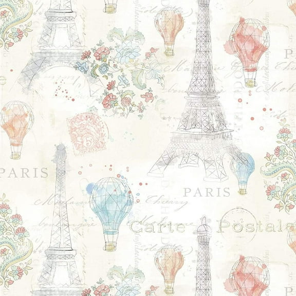 David Textiles Lighthearted in Paris Eiffel Tower Hot Air Balloons 100% Cotton Fabric sold by the yard