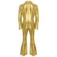 thumbnail image 4 of TiaoBug Mens Movie Star Jumpsuit sHINY Metallic Singer Dancer Leotard Halloween Party Costume Gold L, 4 of 7