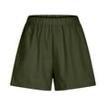 thumbnail image 4 of IDALL Athletic Shorts for Women Linen Shorts Womens Casual Solid Side Pockets Pants Shorts Elastic Waist Pockets Daily Shorts Summer Shorts Lounge Shorts Women Army Green L, 4 of 6