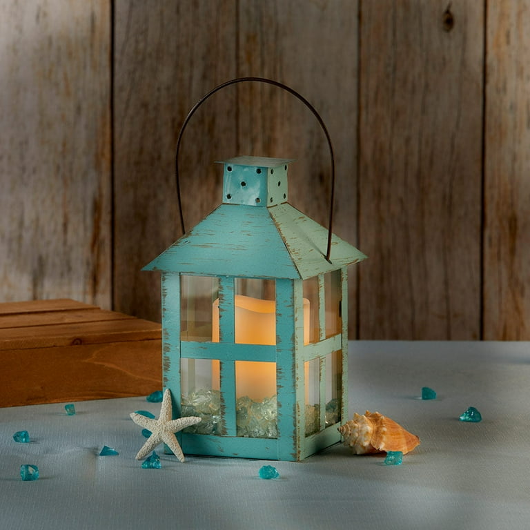 LED Decorative Lanterns - Set of 6 - Kate Aspen Vintage Rustic Home Décor Lantern Tabel Centerpiece for Wedding, Bridal Shower, Anniversary Party - White Marrakesh