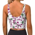 thumbnail image 4 of Goofa Orchids Flowers Printed Sports Bras for Women, High Impact Running Bra Workout Crop Tank Tops Longline Sports Bra Push up-Large, 4 of 9