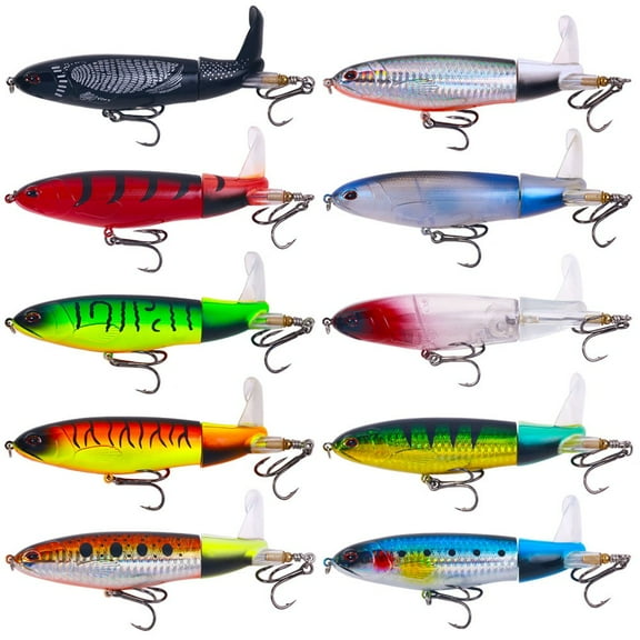 10x Whopper Plopper Topwater Floating Fishing Lures Rotating Tail for Bass 5.5"