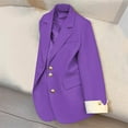 thumbnail image 2 of Womens Suit Jackets Plus Size Business Fashion Button Notch Lapel Long Sleeves Loose Comfy Work Office Blazer Coat Purple 3X-Large, 2 of 4