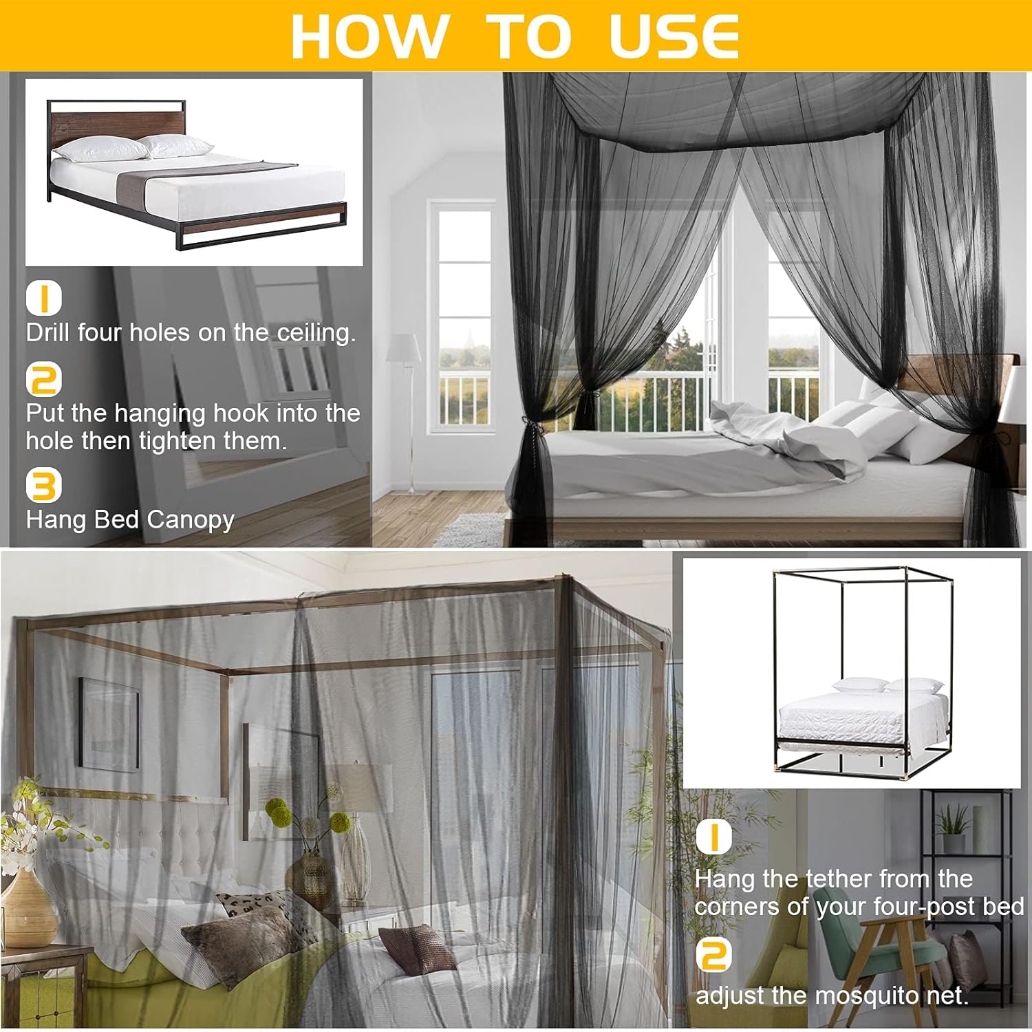 CAILDANL Mosquito Net Bed Canopy for Girls,King Canopy Bed Curtains Queen Size from Ceiling,Dome Mosquito Netting Bed Tent Twin Girls Canopy Bed Decor for Baby Crib,Kid Bed and Adult Beds (White)
