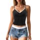 thumbnail image 1 of Camiseta sin mangas de encaje con corte bajo para mujer: detalle de lazo, tejido transpirable, camisetas informales de verano para combinar con vaqueros o faldas (tallas S-XL), 1 of 5