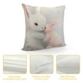 thumbnail image 4 of COMIO  Square Pillow Cover Cute Cartoon Grey Baby and Mother Bunnies with White Flower and Leaf Watercolor Throw Cushion Covers for Couch Chair Bedroom, 4 of 5