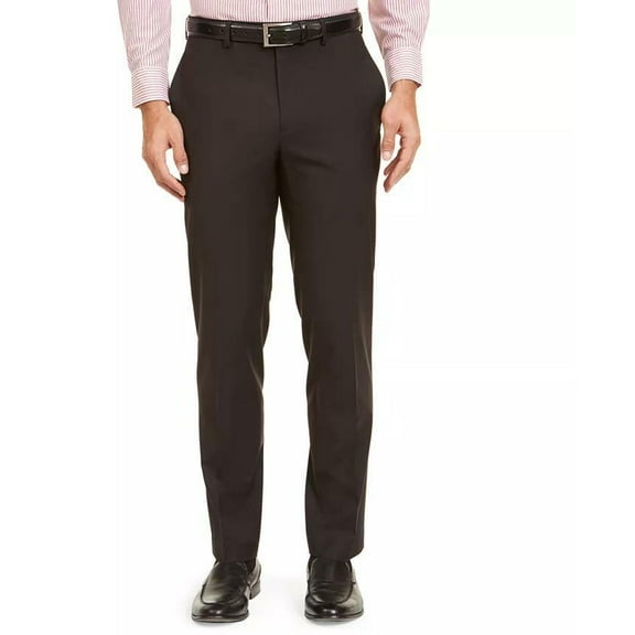 Ralph Lauren Norton Mens UltraFlex Houndstooth Dress Pants Burgundy-Black 34/32