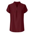 thumbnail image 5 of Homenesgenics Tops for Women Plus Size,Tunic Tops for Women,Crop Tops for Women Women Summer Casual Solid-Neck Short Sleeve Pullover Blouse Red XXL, 5 of 8