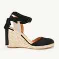 thumbnail image 2 of Women's Platform Espadrilles Wedge Sandals Slip On Solid Color Closed Pointed Toe Comfortable Wedge Pumps Shoes, 2 of 5