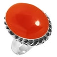 thumbnail image 1 of 925 Silver Ring For Women - Teens Orange Real Carnelian Stone Silver Ring Size 8.5 August Birthstone Hand Made Silver Ring Size 8.5 Gift For Mom On Birthday 925 Gemstone Silver Jewelry, 1 of 6