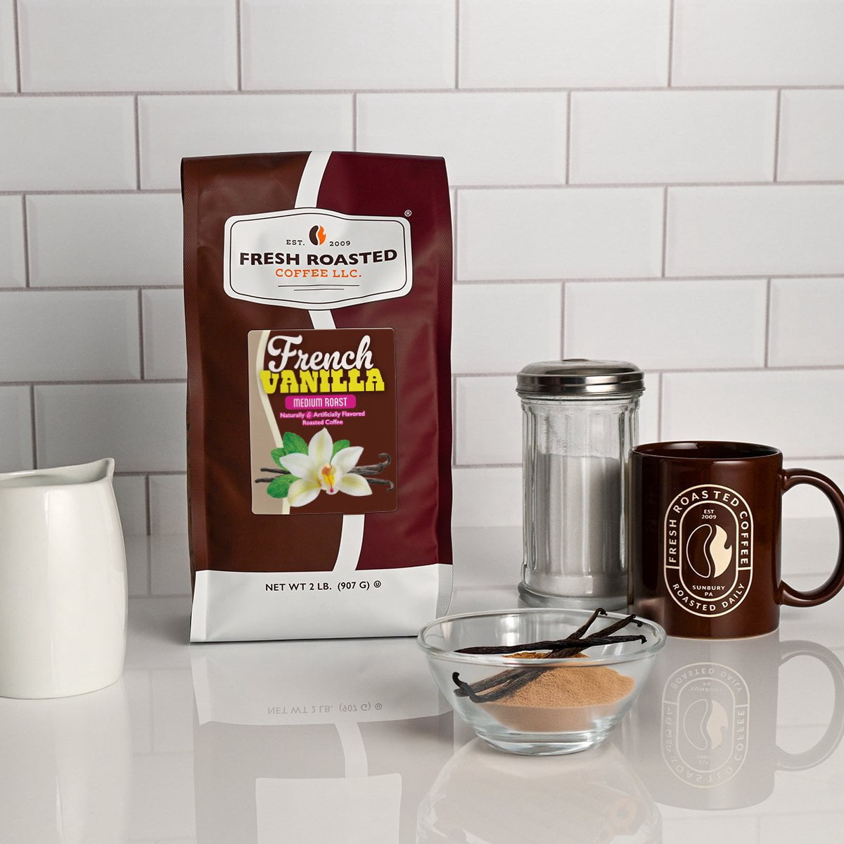 Fresh Roasted Coffee, French Vanilla Flavored Coffee Drip Ground, 32 oz 2 lbs