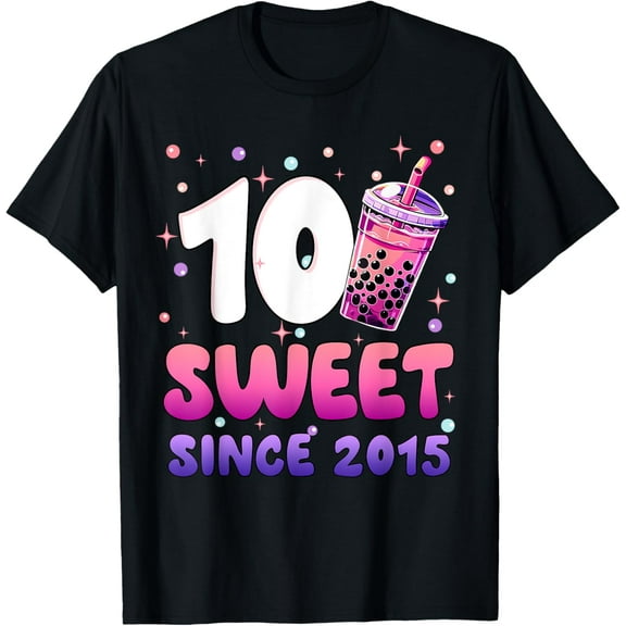 Exquisite and comfortable-10th Birthday Girl 10 Yrs Old Bday Bubble Boba Tea Anime T-Shirt