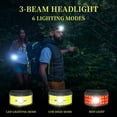 thumbnail image 5 of Rechargeable Headlamp Flashlight, 5000 Lumen Headlight, 3 Beam Led Headlamp,6 Lighting Modes, Lightweight Waterproof Light Bar Headlamp, Suitable for Outdoor, Running, Fishing, Camping (2 Packs), 5 of 7