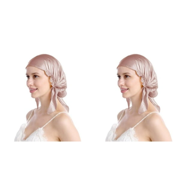 Guardoinrt Sleep Aid Silk Cap - Say Goodbye To Tossing And Turning for At Night Comfortable Silk Night Sleep Cap Cold Prevention Meat pink One size fits all 2Set