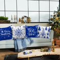 thumbnail image 4 of Juego de 4 fundas de almohada de Navidad azules de 18 x 18 pulgadas, fundas decorativas de cojín de copo de nieve de Navidad para Navidad, hogar, dormitorio, habitación, decoración de vacaciones, 4 of 5
