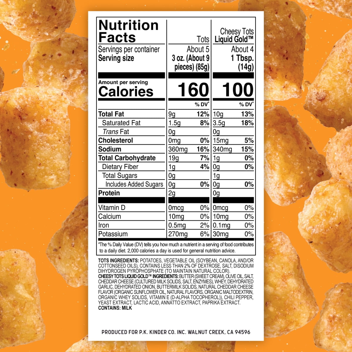 Kinder's Restaurant-Style Crispy Cheesy Tots, 18 oz (Frozen)