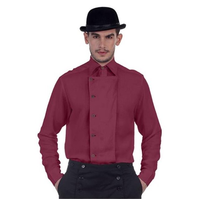 The Pirate Dressing C1293 Ulysses Side-Button Shirt- Pink - Small