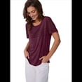 thumbnail image 1 of Top Tipo Túnica de Punto con Escote Redondo y Aberturas para Mujer, Color Rojo Vino, Talla L, 1 of 8