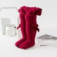 thumbnail image 3 of ZACPNCV Baby Girl Pantyhose Toddler Cable Knit Tights with Bow Leggings Stockings Infant Cotton Pantyhose Burgundy 0-12 Months, 3 of 5