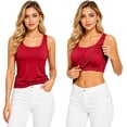 thumbnail image 3 of WHEANG Womens Tank Tops With In Bras 2026 Plus Size Padded Workout Tops Casual Athletic Camisole Tops Summer Trendy Square Neck Cami Tank Tops Sleeveless Loose Fit Basic Camisole 3XL Red, 3 of 4