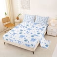 thumbnail image 2 of Manfei Blue Daisy Bowtie Bed Sheets 4pcs for Teens Girls,Kids Chic Flowers King Sheets,Lightweight Room Decor, 2 of 5
