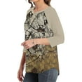 thumbnail image 3 of Button Up Camo Shirt Women Dressy Casual 3/4 Sleeve Tunic Tops Color Block V Neck Blouse T-Shirts, 3 of 4