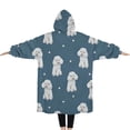 thumbnail image 2 of Oversized Wearable Blanket Hoodie,Poodle Dog and Footprint Sherpa Blanket Hoodie with Super Pockets,Super Warm Fuzzy Pullover for Women & Men, 2 of 6