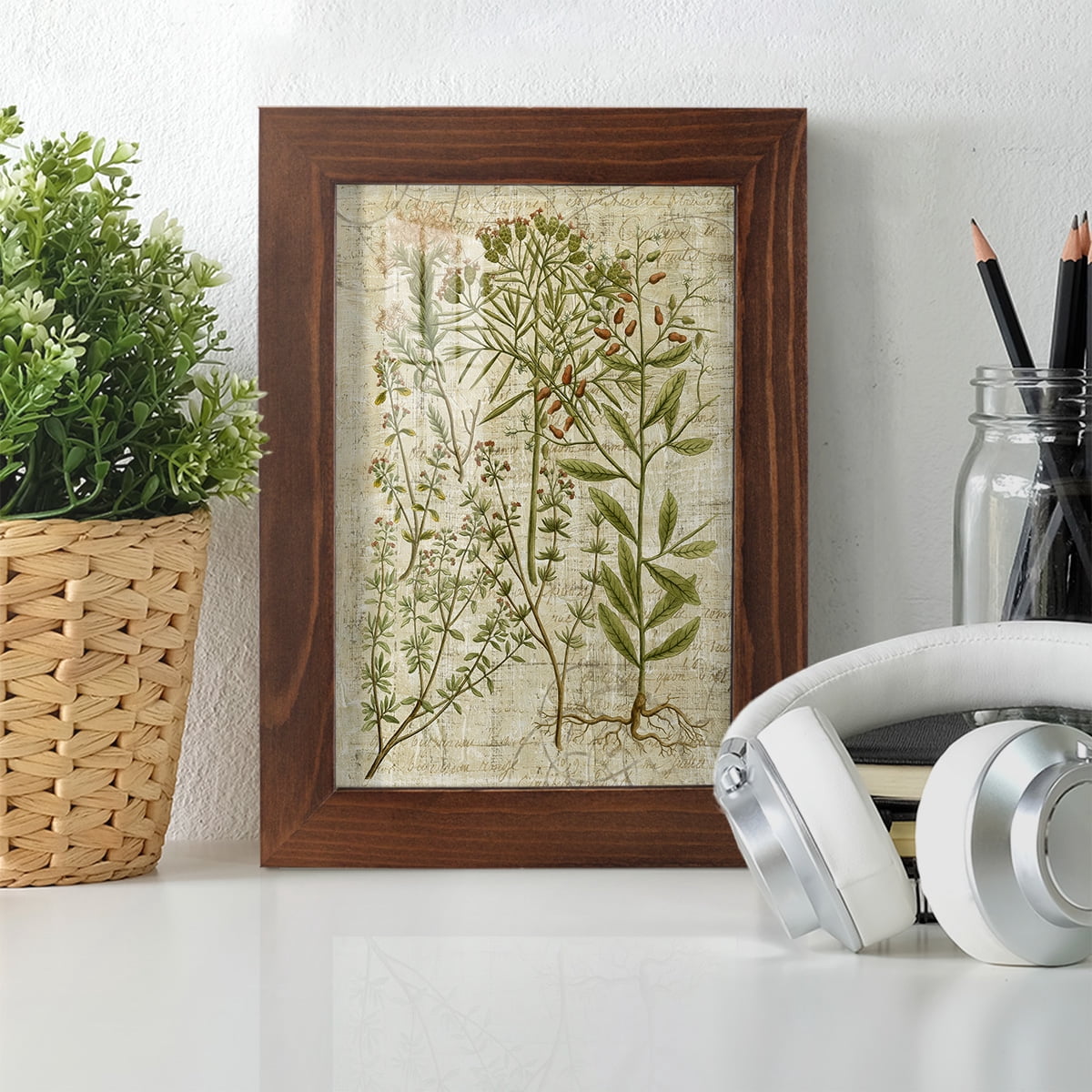 Garden Verses I -Framed Print w/glass-Chestnut