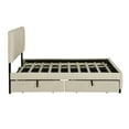 thumbnail image 5 of imerelez Queen Size Velvet Upholstered Platform Bed with 2 Drawers and 1 Twin XL Trundle- Beige, 5 of 10