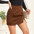 thumbnail image 4 of Lilgiuy Casual Bag Hip Short Skirt High Waist Zipper Autumn And Winter A-line Solid Color SkirtBrown10 Dresses for 2022, 4 of 5