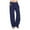 Navy, variant on Women's Casual Pants Wide Leg Long Drawstring Elastic Solid Linen Trousers for Comfortable Everyday Wear