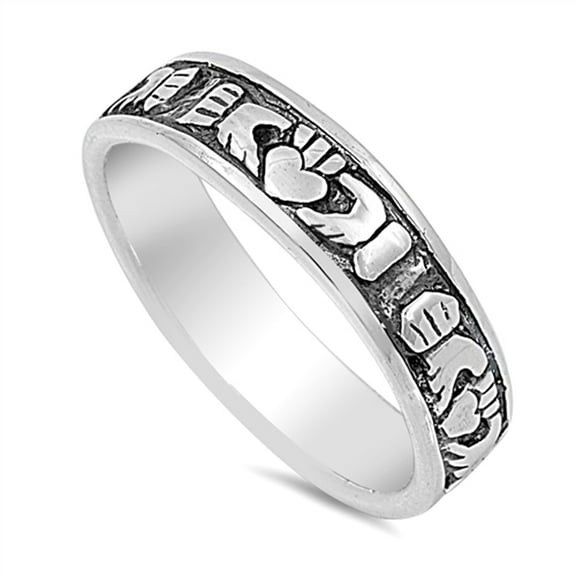 Claddagh Heart Eternity Friendship Ring .925 Sterling Silver Band Jewelry Female Male Unisex Size 5