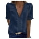 thumbnail image 2 of Puntoco Moda Mujer Casual Sólido Manga Corta V-Cuello Encaje Camiseta Blusa Tops Liquidación Puntoco Puntoco-6206, 2 of 5