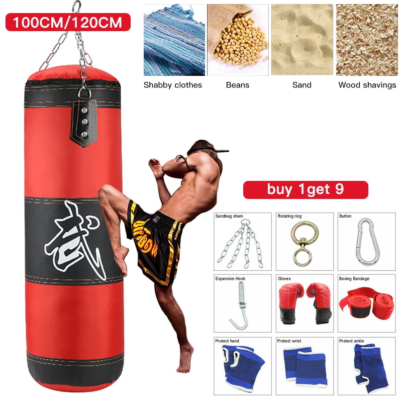 Heavy Boxing Punching Bag Kickboxing Fitness Speed Training Leather Sand Bag 