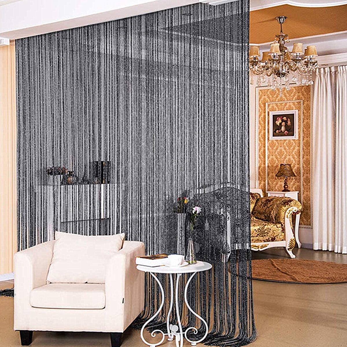 20 Colorful Plain Thread Curtain String Panels Tassels Room Divider 1Set 3Panels 