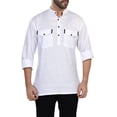 thumbnail image 5 of In-Sattva Men's Double-Breasted Pullover Sattva-Collar Henley Style Kurta Tunic; Pearl White; XL, 5 of 6