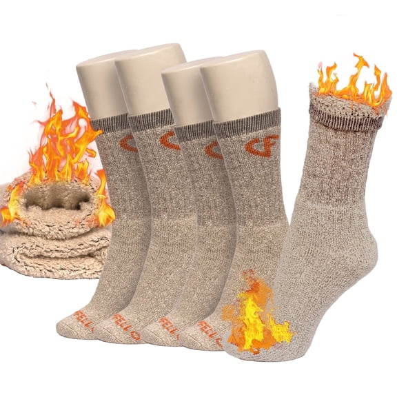 Comfello Wool Thermal Socks for Men & Women, 6 Pairs, Warm Winter Crew Socks, Thick Cushioned, Moisture Wicking, Insulated for Cold Weather