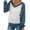 Blue, variant on Women Color Stitching V Neck Long Sleeve Waffle Knitted Top
