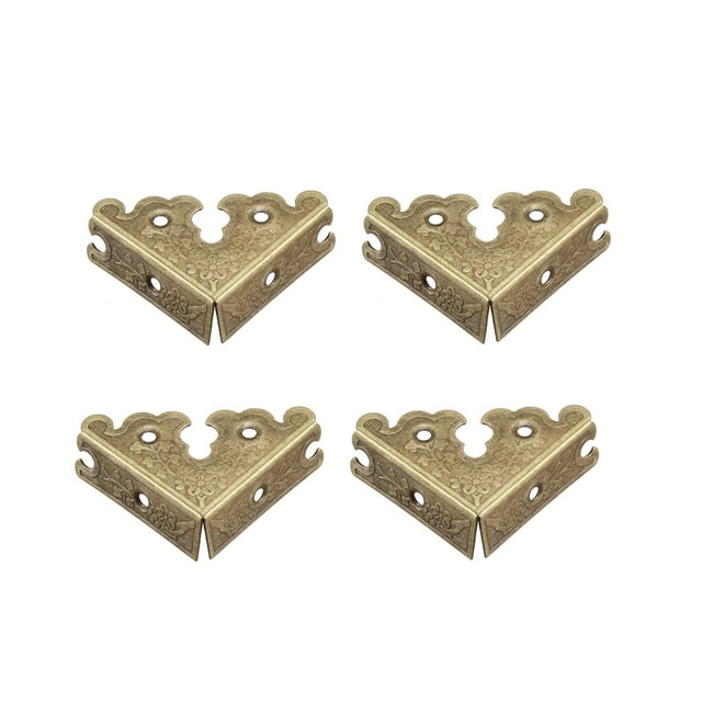 Unique Bargains Metal Desk Corner Protectors Table Edge Cover Guard 34x34x13mm Bronze Tone 4 pcs