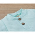 thumbnail image 4 of Newborn Baby Girl Boy Spring Fall Clothes Ribbed Cotton Solid Color Long Sleeve Romper Jumpsuit+Pants Outfits Set, 4 of 7