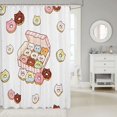 thumbnail image 2 of Manfei Cartoon Cat Donut Shower Curtain 72Wx78L, Cute Cake Bath Curtain, White Pink, 2 of 5